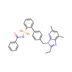 CCc1nc2c(C)cc(C)nc2n1Cc1ccc(-c2ccccc2S(=O)(=O)NC(=O)c2ccccc2)cc1 ZINC000001536420