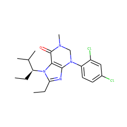 CCc1nc2c(n1[C@@H](CC)C(C)C)C(=O)N(C)CN2c1ccc(Cl)cc1Cl ZINC000013582798