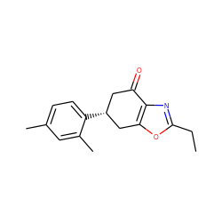 CCc1nc2c(o1)C[C@H](c1ccc(C)cc1C)CC2=O ZINC000199383259