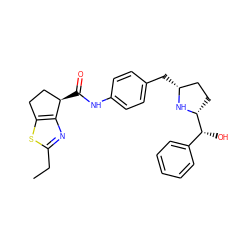 CCc1nc2c(s1)CC[C@H]2C(=O)Nc1ccc(C[C@@H]2CC[C@H]([C@H](O)c3ccccc3)N2)cc1 ZINC000103252124