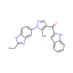 CCc1nc2cc(-n3ncc(C(=O)c4cc5ccccc5[nH]4)c3N)ccc2[nH]1 ZINC000150120091