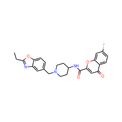 CCc1nc2cc(CN3CCC(NC(=O)c4cc(=O)c5ccc(F)cc5o4)CC3)ccc2o1 ZINC000036351699