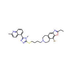 CCc1nc2cc3c(c(Br)c2o1)CCN(CCCCSc1nnc(-c2cccc4nc(C)ccc24)n1C)CC3 ZINC000029127364