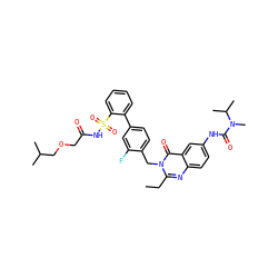 CCc1nc2ccc(NC(=O)N(C)C(C)C)cc2c(=O)n1Cc1ccc(-c2ccccc2S(=O)(=O)NC(=O)COCC(C)C)cc1F ZINC000026396686