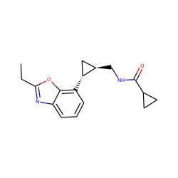 CCc1nc2cccc([C@@H]3C[C@H]3CNC(=O)C3CC3)c2o1 ZINC000095607487