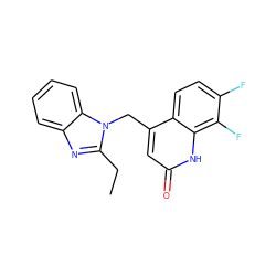 CCc1nc2ccccc2n1Cc1cc(=O)[nH]c2c(F)c(F)ccc12 ZINC000072107708