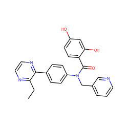 CCc1nccnc1-c1ccc(N(Cc2cccnc2)C(=O)c2ccc(O)cc2O)cc1 ZINC000653747918