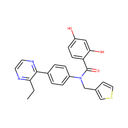 CCc1nccnc1-c1ccc(N(Cc2ccsc2)C(=O)c2ccc(O)cc2O)cc1 ZINC000653752865