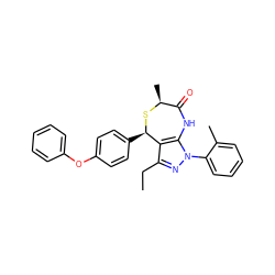 CCc1nn(-c2ccccc2C)c2c1[C@@H](c1ccc(Oc3ccccc3)cc1)S[C@@H](C)C(=O)N2 ZINC000096272020