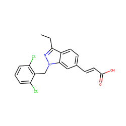 CCc1nn(Cc2c(Cl)cccc2Cl)c2cc(/C=C/C(=O)O)ccc12 ZINC000205654264