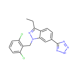 CCc1nn(Cc2c(Cl)cccc2Cl)c2cc(-c3nn[nH]n3)ccc12 ZINC000205662127