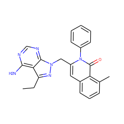 CCc1nn(Cc2cc3cccc(C)c3c(=O)n2-c2ccccc2)c2ncnc(N)c12 ZINC000088345874