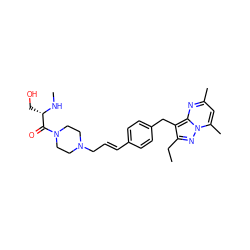 CCc1nn2c(C)cc(C)nc2c1Cc1ccc(/C=C/CN2CCN(C(=O)[C@H](CO)NC)CC2)cc1 ZINC000144238548