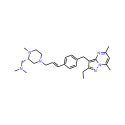 CCc1nn2c(C)cc(C)nc2c1Cc1ccc(/C=C/CN2CCN(C)[C@@H](CN(C)C)C2)cc1 ZINC000149614118