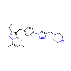 CCc1nn2c(C)cc(C)nc2c1Cc1ccc(-n2cc(CN3CCNCC3)nn2)cc1 ZINC000144117237