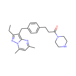 CCc1nn2c(C)cc(C)nc2c1Cc1ccc(CCC(=O)N2CCNCC2)cc1 ZINC000144192881