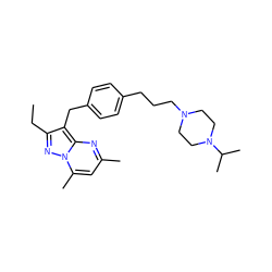 CCc1nn2c(C)cc(C)nc2c1Cc1ccc(CCCN2CCN(C(C)C)CC2)cc1 ZINC000169702693