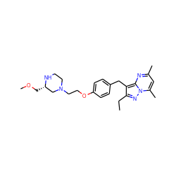 CCc1nn2c(C)cc(C)nc2c1Cc1ccc(OCCN2CCN[C@@H](COC)C2)cc1 ZINC000144119197