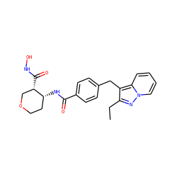 CCc1nn2ccccc2c1Cc1ccc(C(=O)N[C@@H]2CCOC[C@@H]2C(=O)NO)cc1 ZINC000029127144