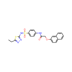 CCc1nnc(NS(=O)(=O)c2ccc(NC(=O)COc3ccc4ccccc4c3)cc2)s1 ZINC000000670727