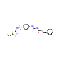 CCc1nnc(NS(=O)(=O)c2ccc(NC(=S)NC(=O)/C=C/c3ccccc3)cc2)s1 ZINC000002186572