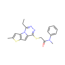 CCc1nnc(SCC(=O)N(C)c2ccccc2)c2cc3sc(C)cc3n12 ZINC000006893925