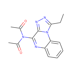 CCc1nnc2c(N(C(C)=O)C(C)=O)nc3ccccc3n12 ZINC000026375839