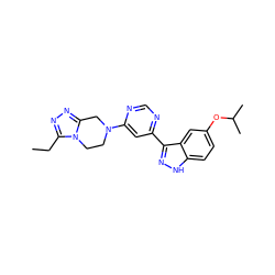 CCc1nnc2n1CCN(c1cc(-c3n[nH]c4ccc(OC(C)C)cc34)ncn1)C2 ZINC000225559075