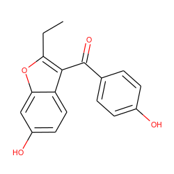 CCc1oc2cc(O)ccc2c1C(=O)c1ccc(O)cc1 ZINC000071319148