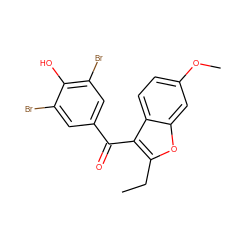 CCc1oc2cc(OC)ccc2c1C(=O)c1cc(Br)c(O)c(Br)c1 ZINC000071330321