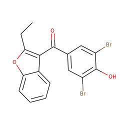 CCc1oc2ccccc2c1C(=O)c1cc(Br)c(O)c(Br)c1 ZINC000000608205