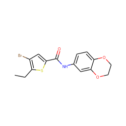 CCc1sc(C(=O)Nc2ccc3c(c2)OCCO3)cc1Br ZINC000001053481