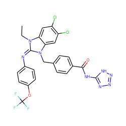 CCn1/c(=N/c2ccc(OC(F)(F)F)cc2)n(Cc2ccc(C(=O)Nc3nnn[nH]3)cc2)c2cc(Cl)c(Cl)cc21 ZINC000101455494