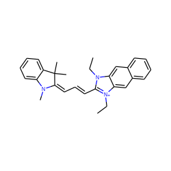 CCn1c(/C=C/C=C2/N(C)c3ccccc3C2(C)C)[n+](CC)c2cc3ccccc3cc21 ZINC000013452961