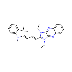 CCn1c(/C=C/C=C2/N(C)c3ccccc3C2(C)C)[n+](CC)c2nc3ccccc3nc21 ZINC000013453008