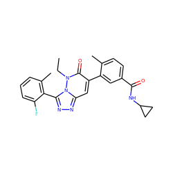 CCn1c(=O)c(-c2cc(C(=O)NC3CC3)ccc2C)cc2nnc(-c3c(C)cccc3F)n21 ZINC000082157006