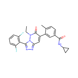 CCn1c(=O)c(-c2cc(C(=O)NC3CC3)ccc2C)cc2nnc(-c3c(F)cccc3F)n21 ZINC000082156175