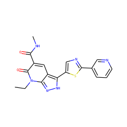 CCn1c(=O)c(C(=O)NC)cc2c(-c3cnc(-c4cccnc4)s3)[nH]nc21 ZINC000653840654