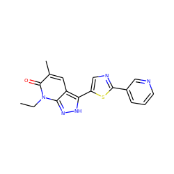 CCn1c(=O)c(C)cc2c(-c3cnc(-c4cccnc4)s3)[nH]nc21 ZINC000653840653