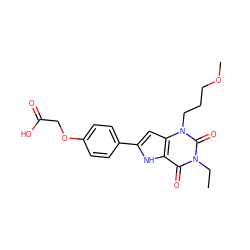 CCn1c(=O)c2[nH]c(-c3ccc(OCC(=O)O)cc3)cc2n(CCCOC)c1=O ZINC000013678972