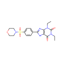 CCn1c(=O)c2[nH]c(-c3ccc(S(=O)(=O)N4CCOCC4)cc3)nc2n(CC)c1=O ZINC000026016280