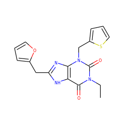 CCn1c(=O)c2[nH]c(Cc3ccco3)nc2n(Cc2cccs2)c1=O ZINC000045353255