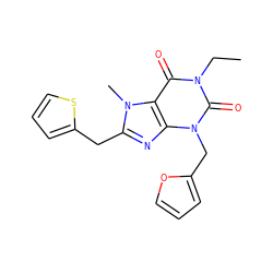 CCn1c(=O)c2c(nc(Cc3cccs3)n2C)n(Cc2ccco2)c1=O ZINC000045387214