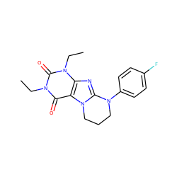 CCn1c(=O)c2c(nc3n2CCCN3c2ccc(F)cc2)n(CC)c1=O ZINC000103251246