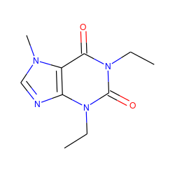 CCn1c(=O)c2c(ncn2C)n(CC)c1=O ZINC000013215828