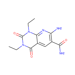 CCn1c(=O)c2cc(C(N)=O)c(N)nc2n(CC)c1=O ZINC000299833373