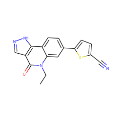 CCn1c(=O)c2cn[nH]c2c2ccc(-c3ccc(C#N)s3)cc21 ZINC000205003063