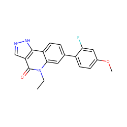 CCn1c(=O)c2cn[nH]c2c2ccc(-c3ccc(OC)cc3F)cc21 ZINC000205099457