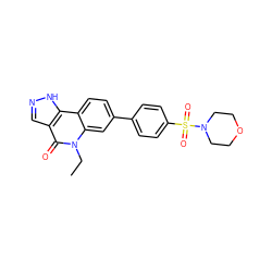 CCn1c(=O)c2cn[nH]c2c2ccc(-c3ccc(S(=O)(=O)N4CCOCC4)cc3)cc21 ZINC000205098155