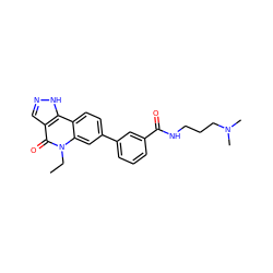 CCn1c(=O)c2cn[nH]c2c2ccc(-c3cccc(C(=O)NCCCN(C)C)c3)cc21 ZINC000205003149